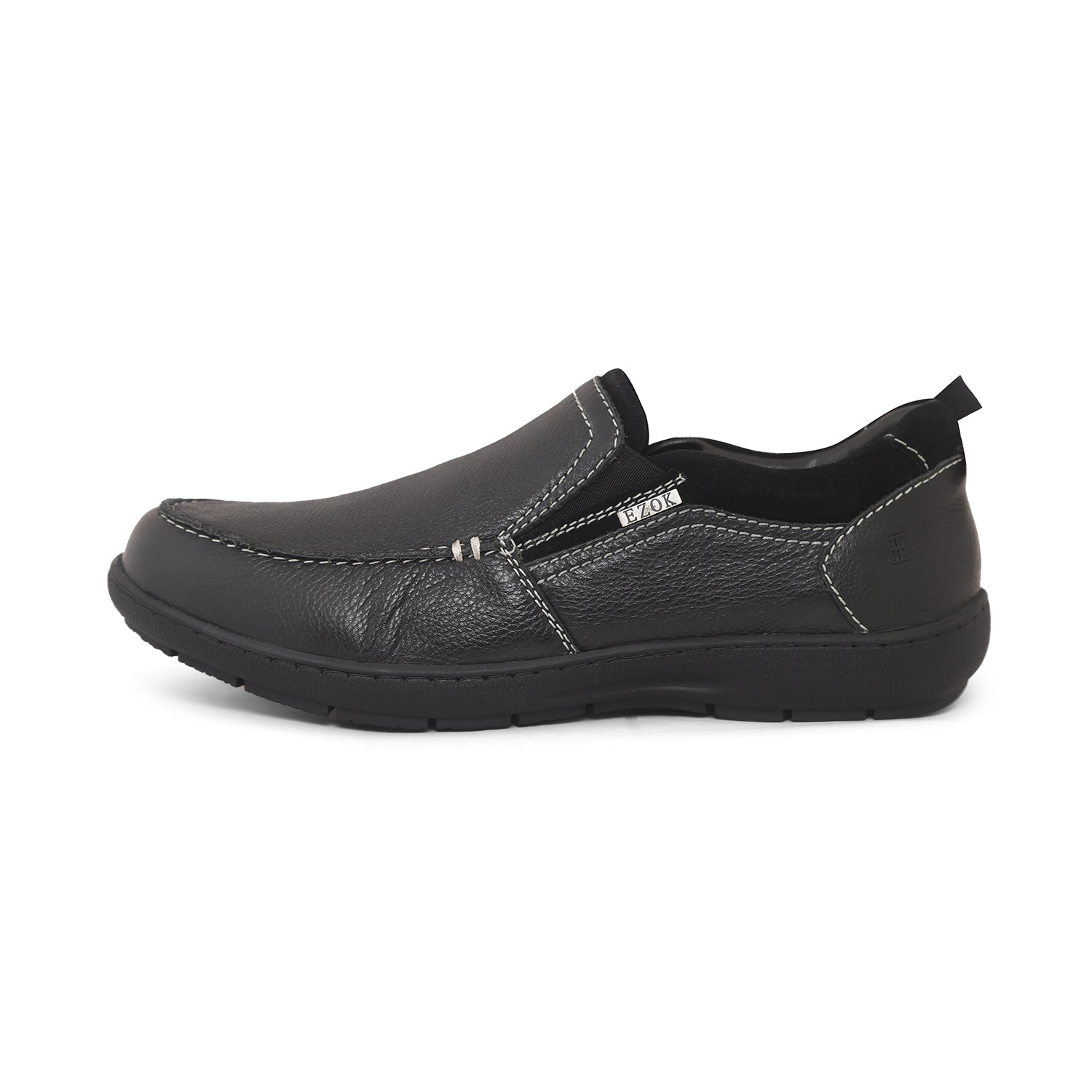 Ezok Men Black Leather Slipon Shoes