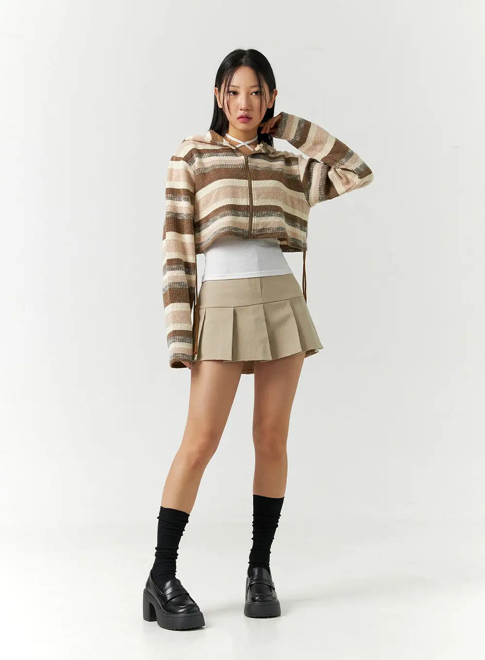 Fleece Pleated Mini Skirt CD301