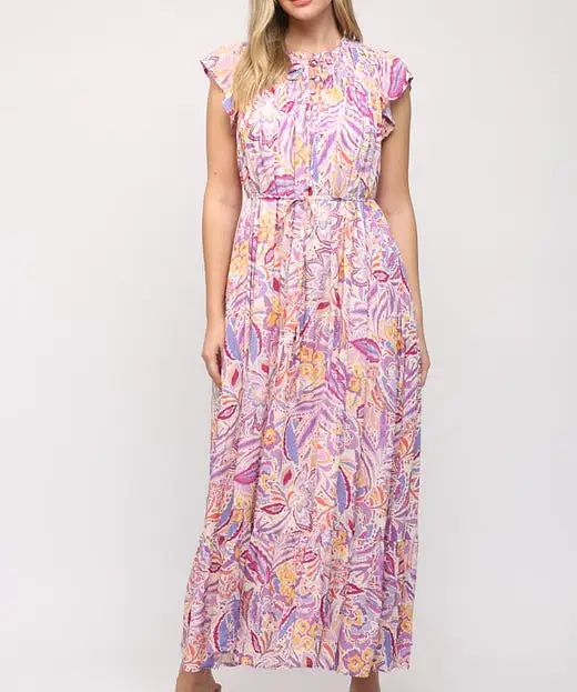 Floral Print Dress - Lavender Multi