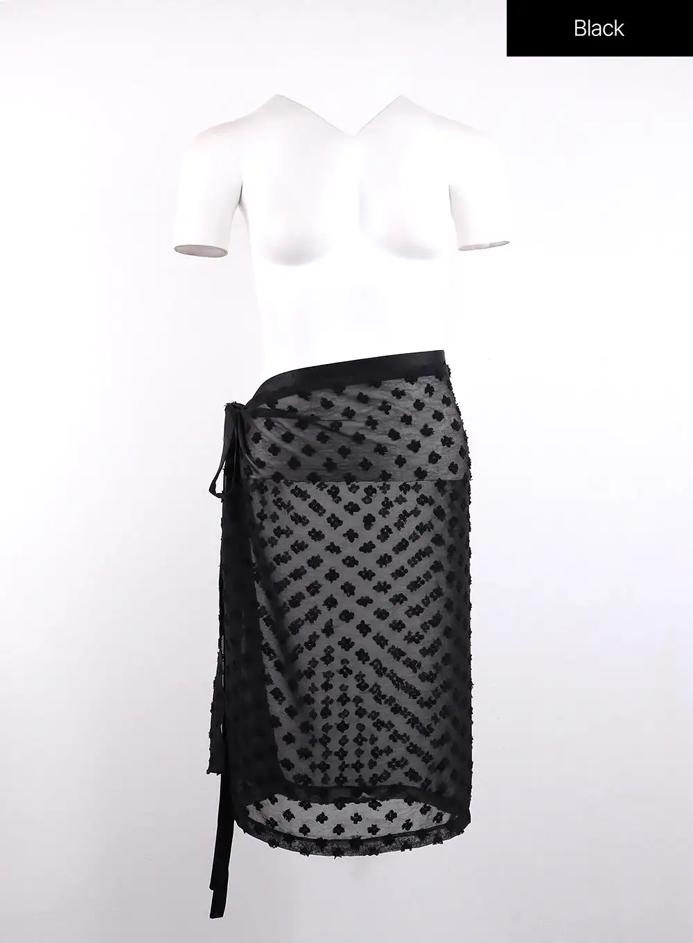 Flower Pattern Mesh Wrap Midi Skirt CJ422