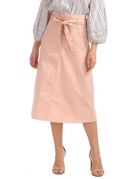 GAP Women Pink Paperbag Waist Utility Midi Skirt With Tie Belt