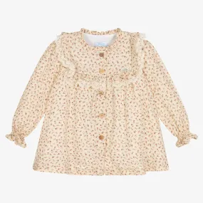 Girls Beige Floral Dress