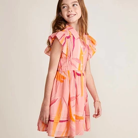 Girls Printed Pintuck Shirt Dress