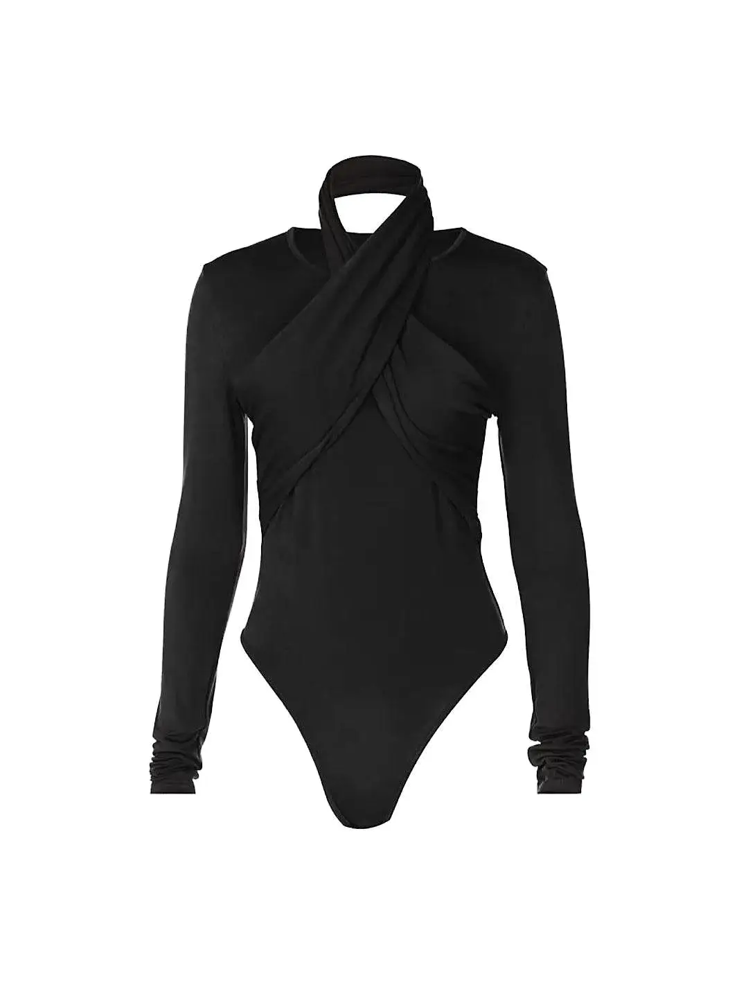 Halter Neck Long Sleeve Bodysuit