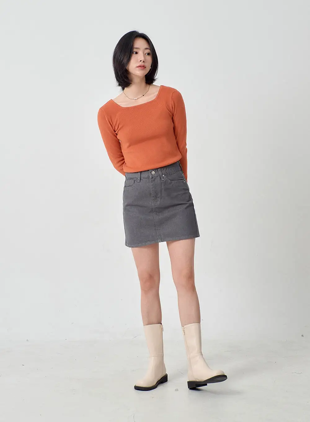 High Waist Cotton Mini Skirt OJ327