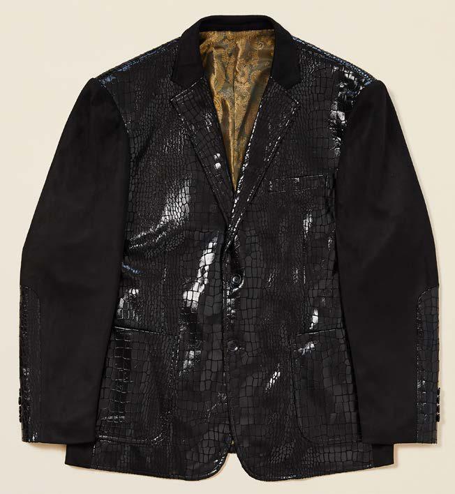 Inserch Sueded Alligator Print Combo Blazer BL565-01 Black (FINAL SALE)  (SIZE L, 3XL ONLY)