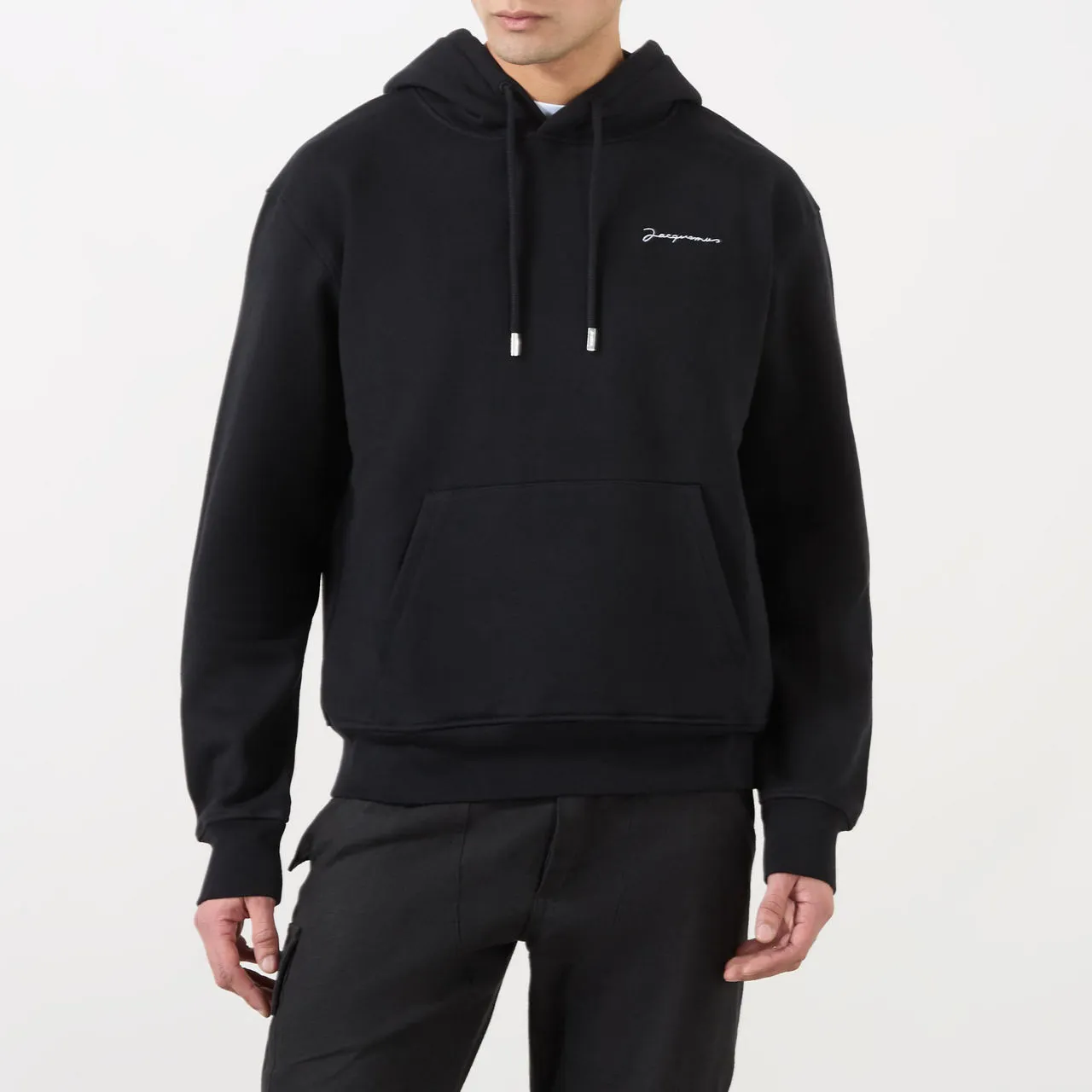 JACQUEMUS Brode Logo Drawstring Hoodie - Black