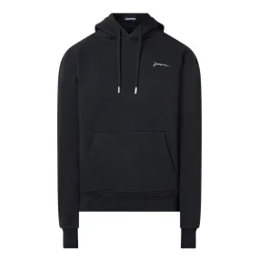 JACQUEMUS Brode Logo Drawstring Hoodie - Black