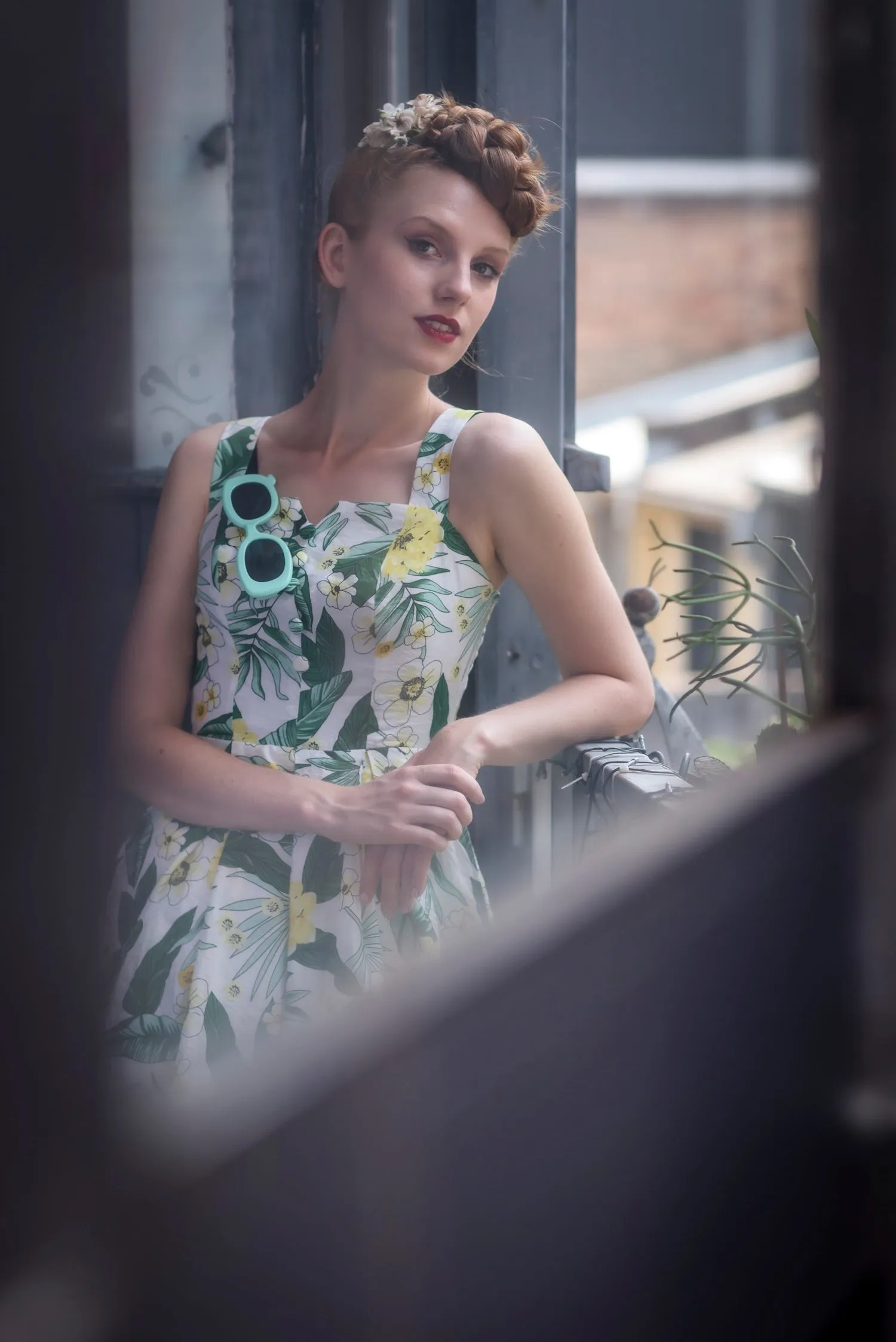 Jade Mustard & Green Floral Dress