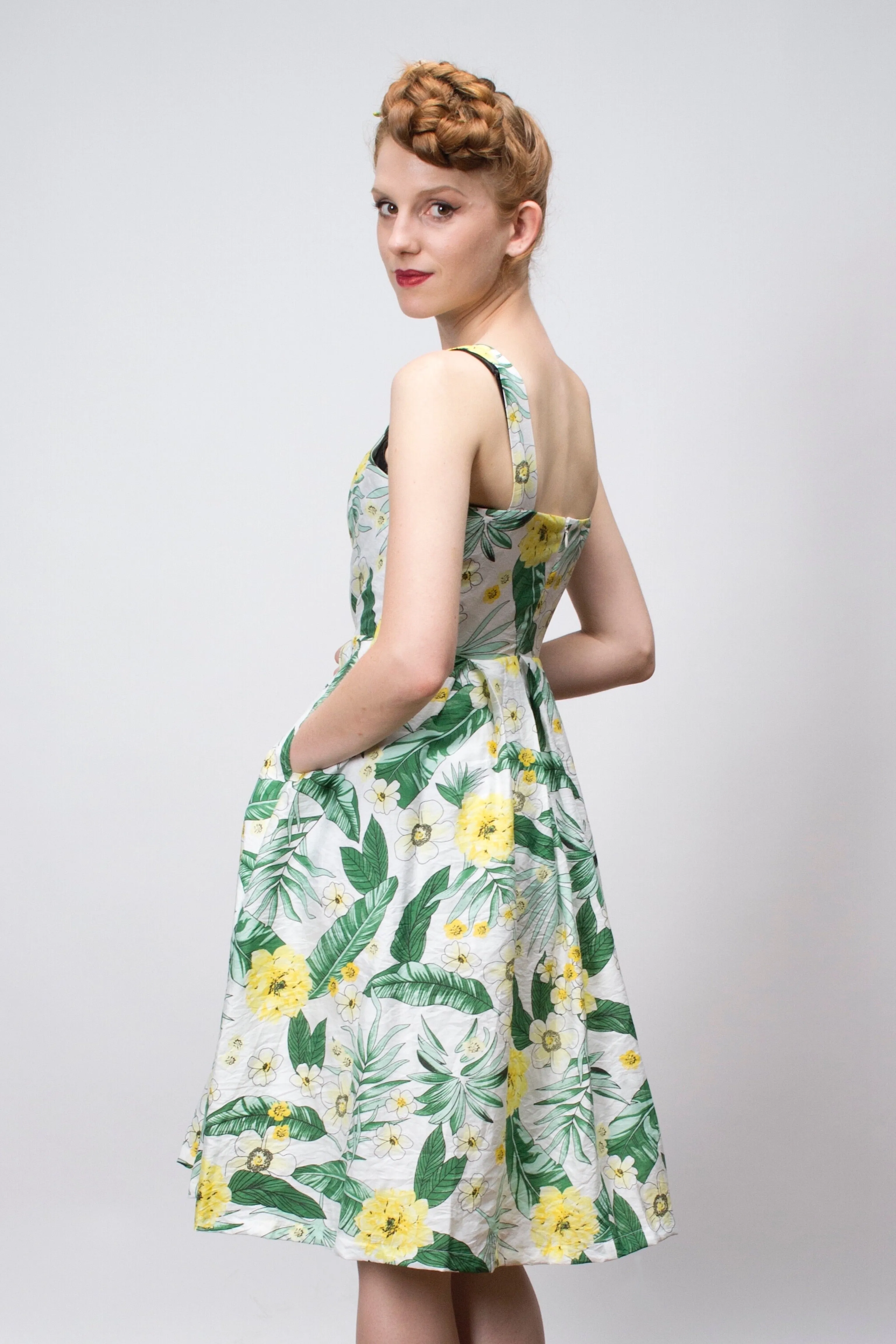 Jade Mustard & Green Floral Dress