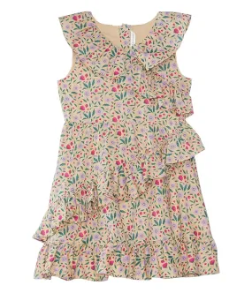 Janie and Jack Tan Floral Dress (Toddler/Little Kids/Big Kids)