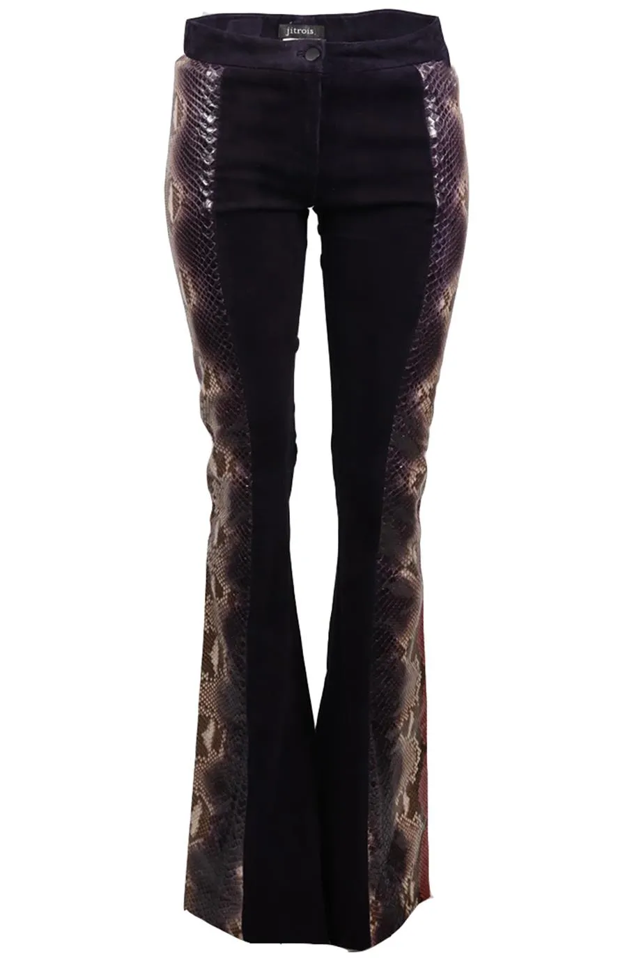 JITROIS SNAKESKIN AND SUEDE FLARED PANTS SMALL