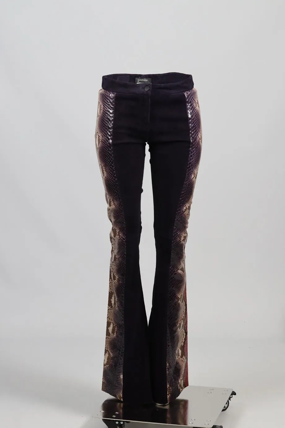 JITROIS SNAKESKIN AND SUEDE FLARED PANTS SMALL