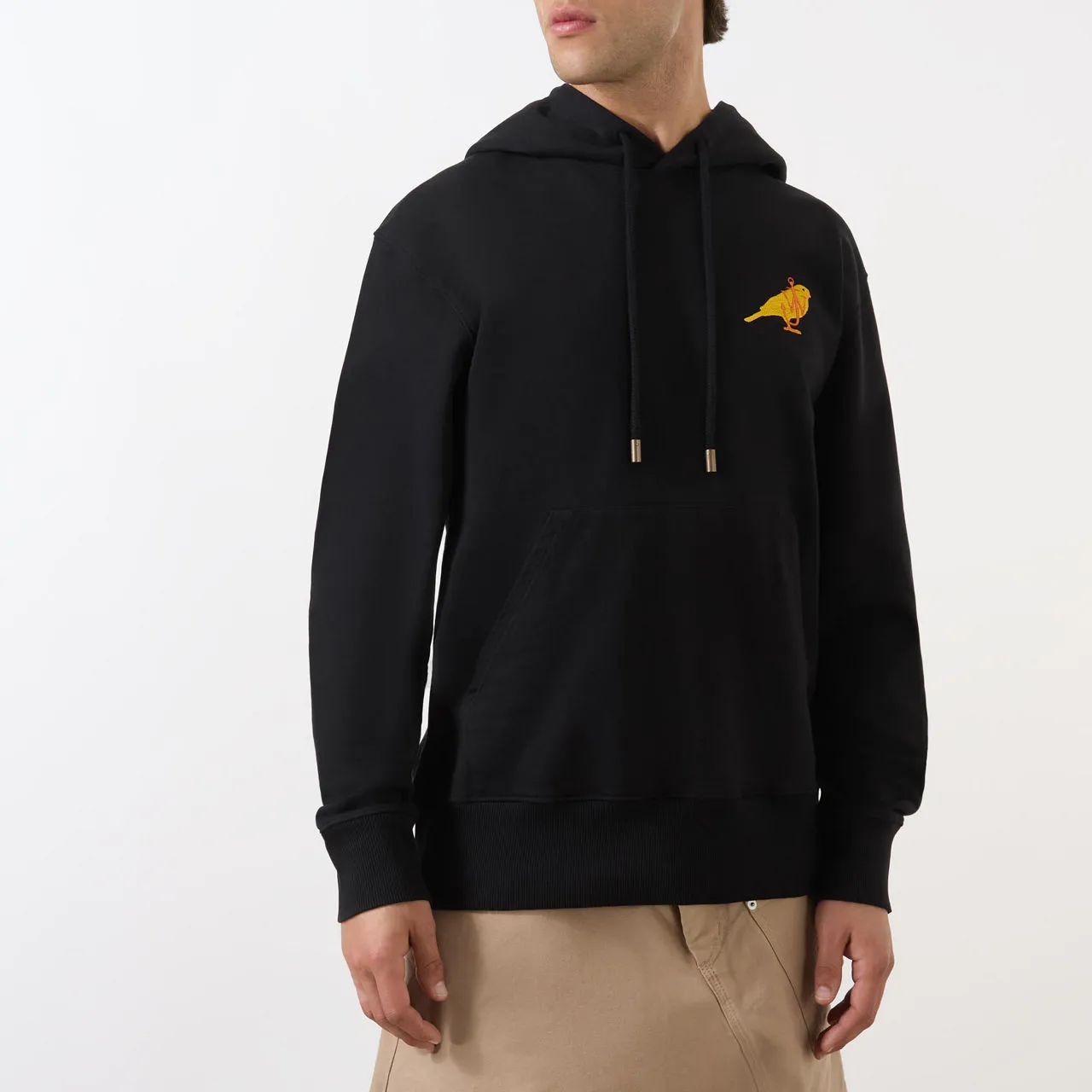 JW ANDERSON Canary Logo Embroidered Hoodie - Black