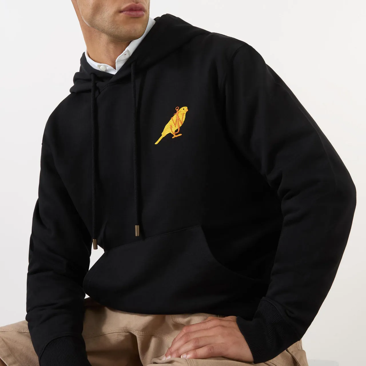 JW ANDERSON Canary Logo Embroidered Hoodie - Black