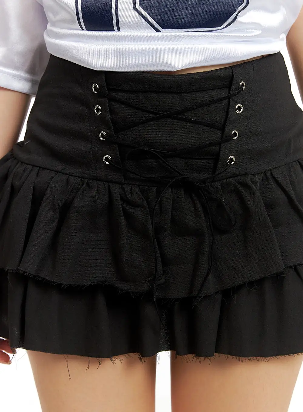 Lace-Up Frill Mini Skirt CM426