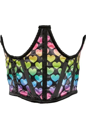 Lavish Rainbow Hearts Satin Underwire Waist Cincher Corset