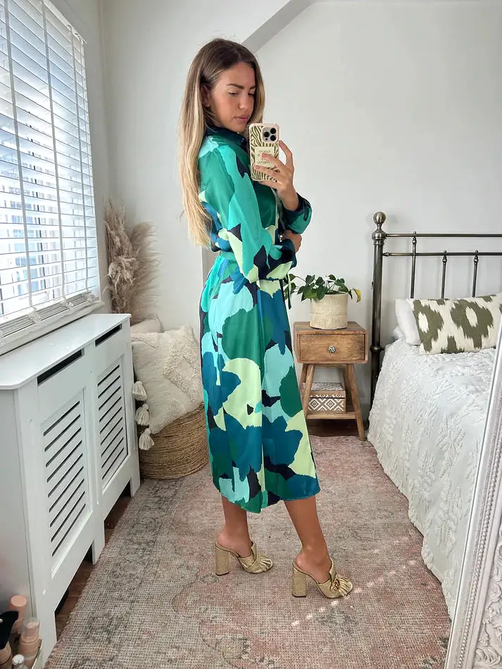 Love And Joy London Long Sleeve Midi Shirt Dress