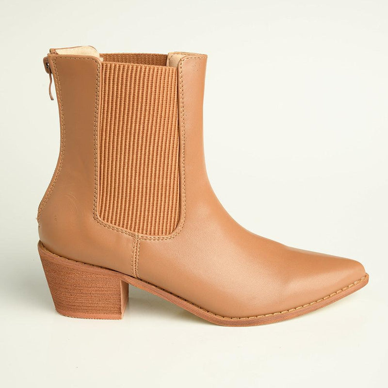 Madison Bekki Back Zip Block Heel Boot - Taupe