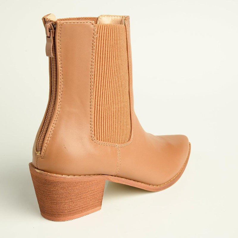 Madison Bekki Back Zip Block Heel Boot - Taupe