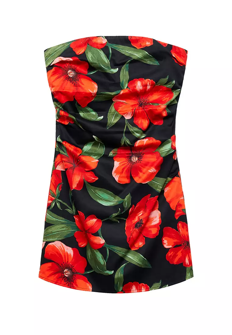 Mango Strapless Floral Dress