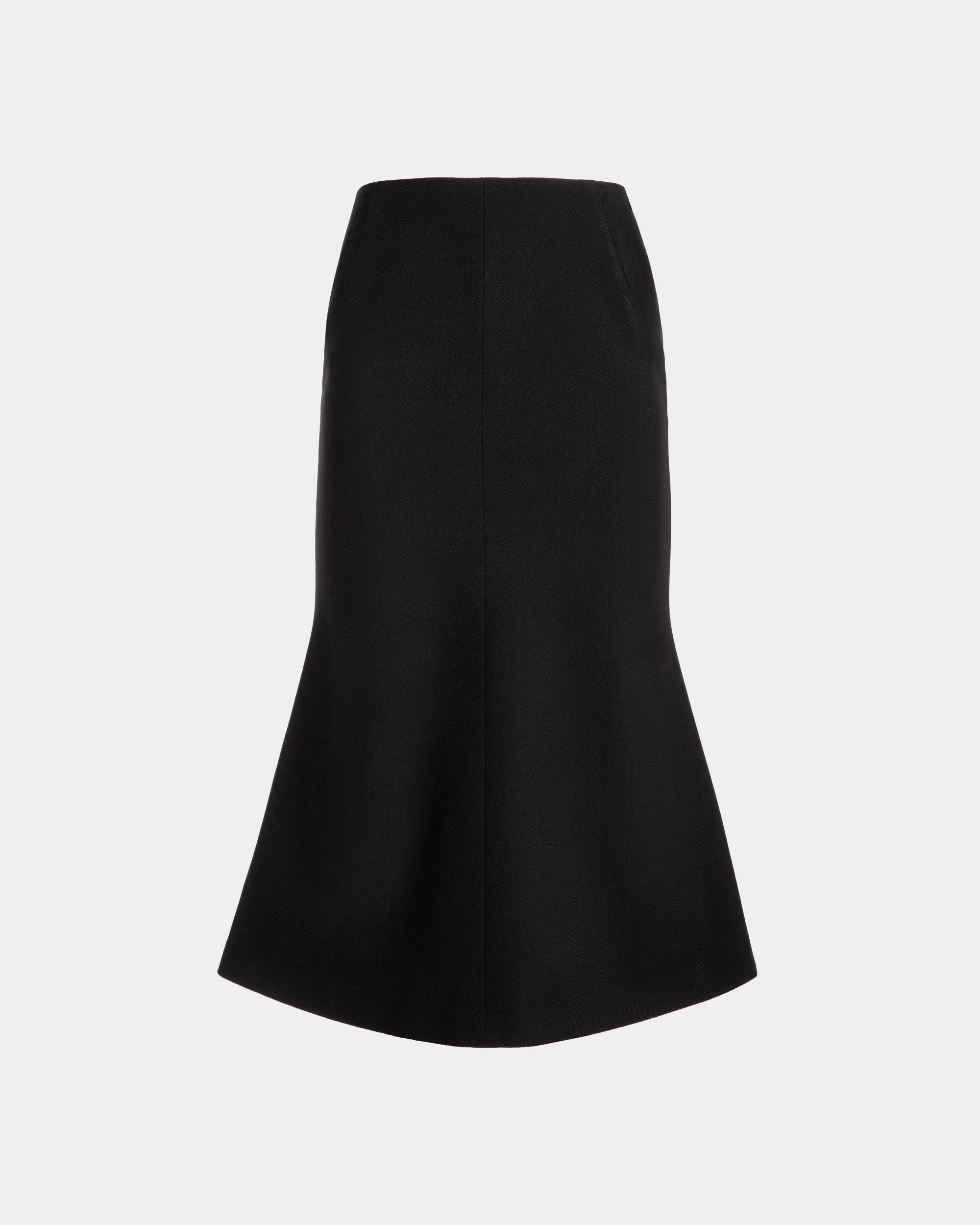 Midi Skirt In Black Wool Blend 