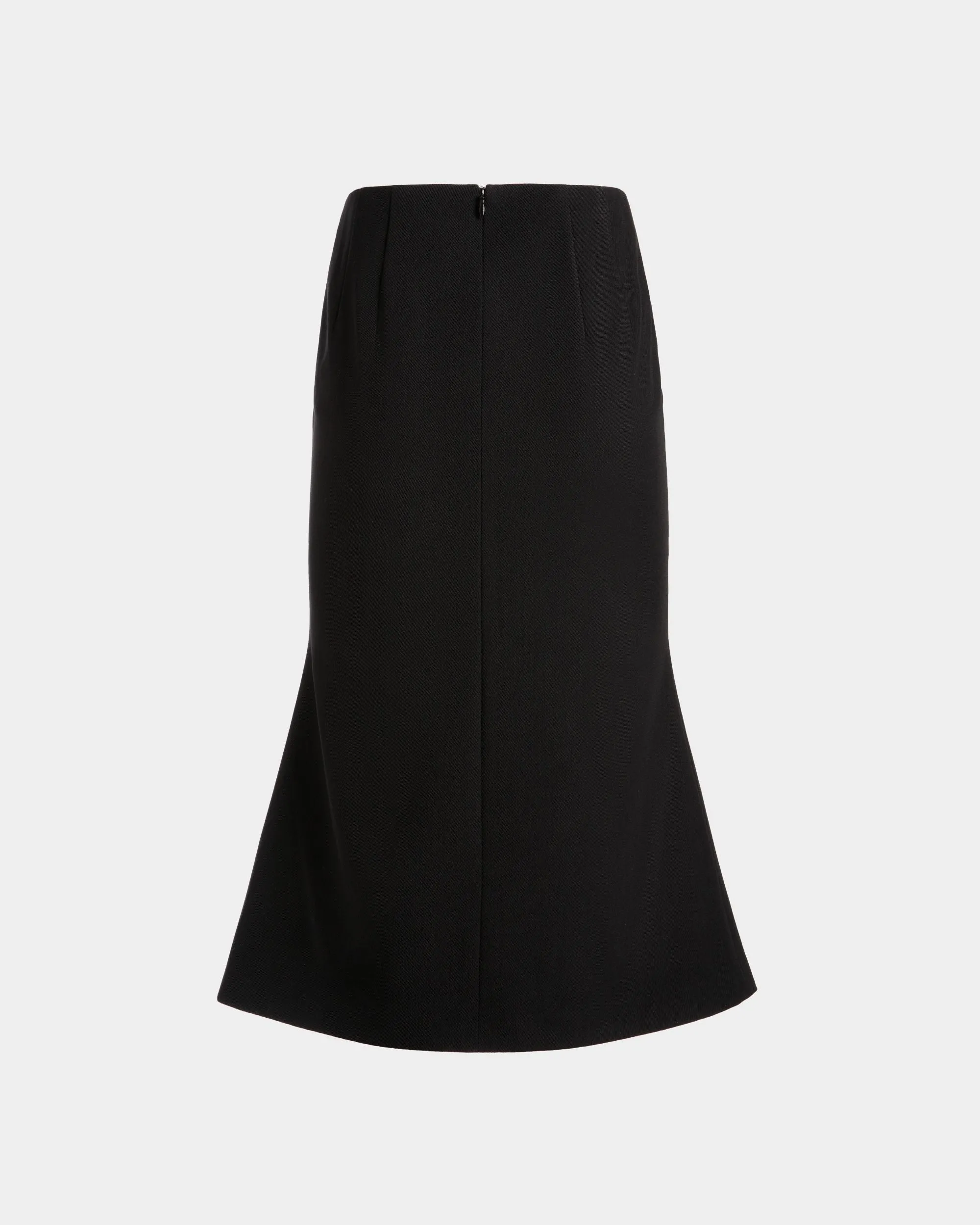 Midi Skirt In Black Wool Blend 