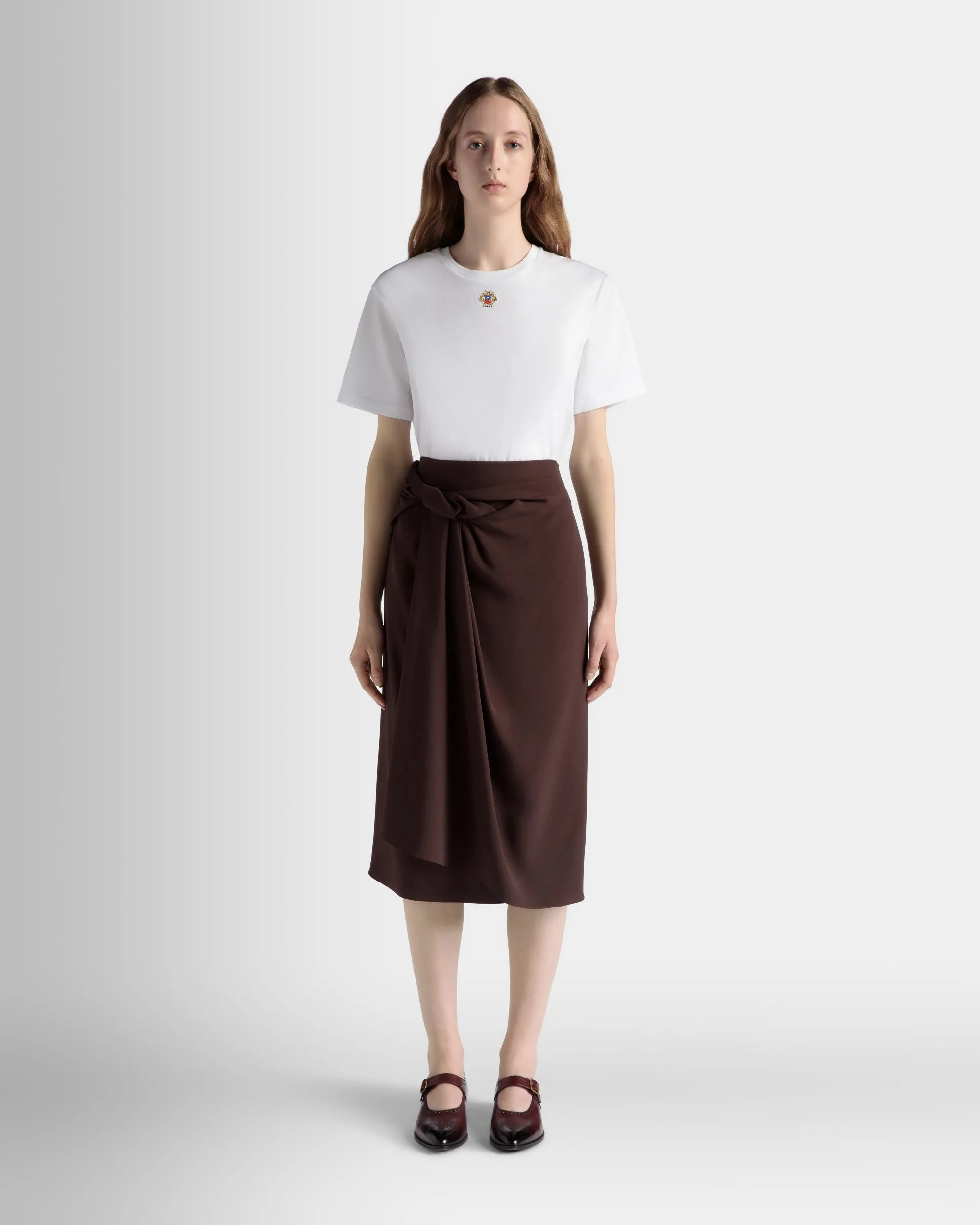 Midi Skirt In Ebano Viscose Blend 