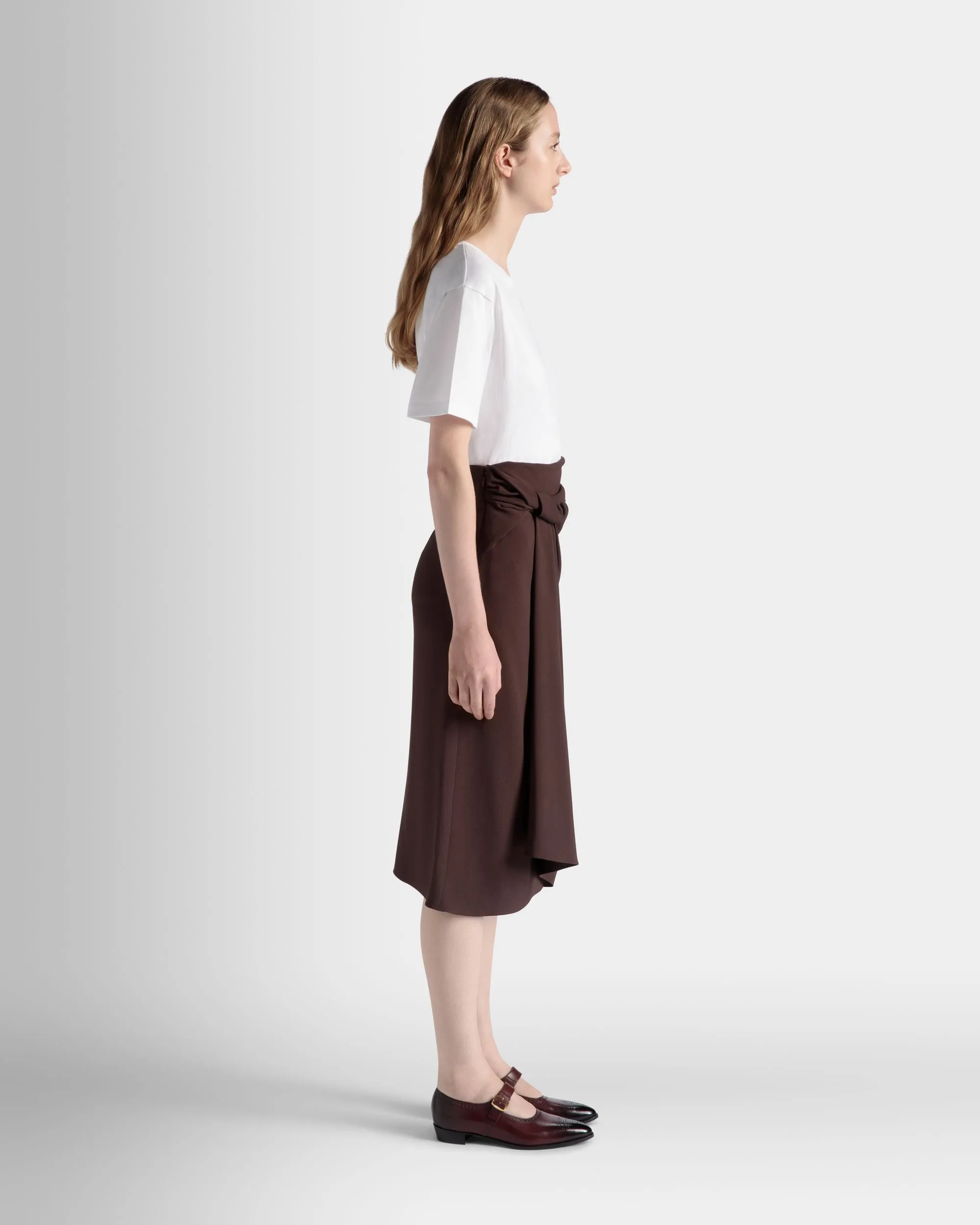 Midi Skirt In Ebano Viscose Blend 