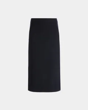 Midi Skirt In Navy Blue Wool 