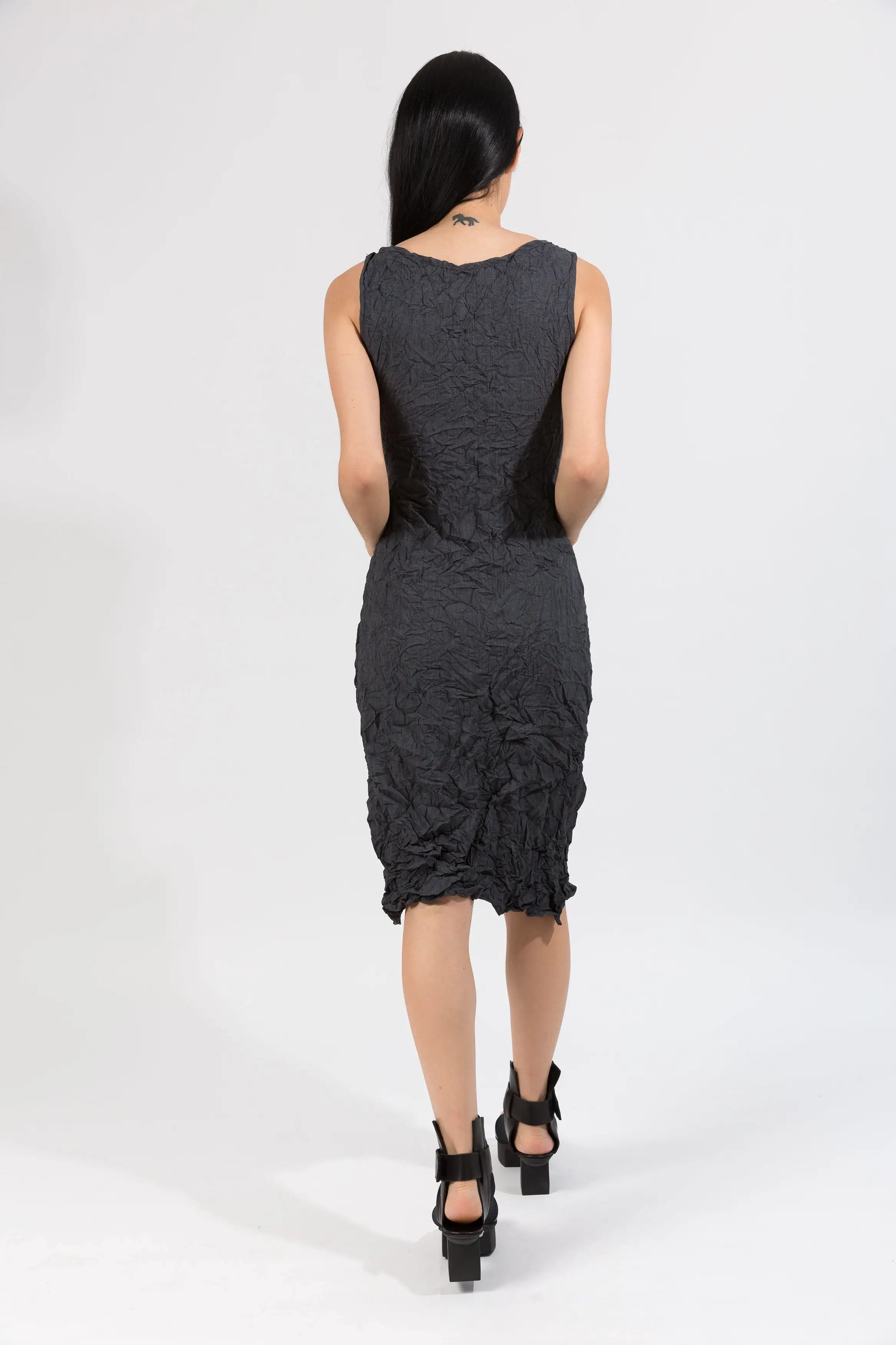 Moth Cowl Dress in Charcoal