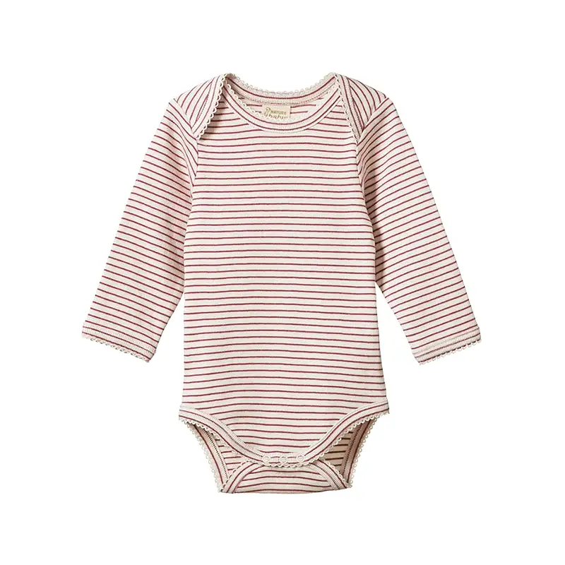 Nature Baby LS Bodysuit - Rhubarb Pinstripe