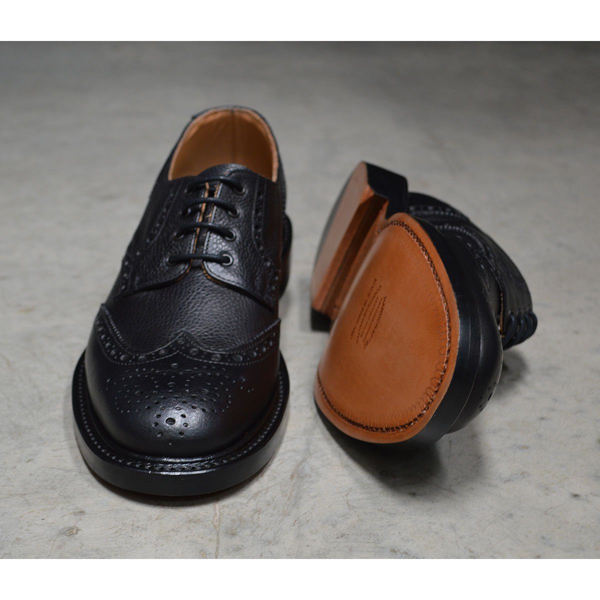 NPS WILSON Brogue Shoes - Black Grain with Double Leather Sole