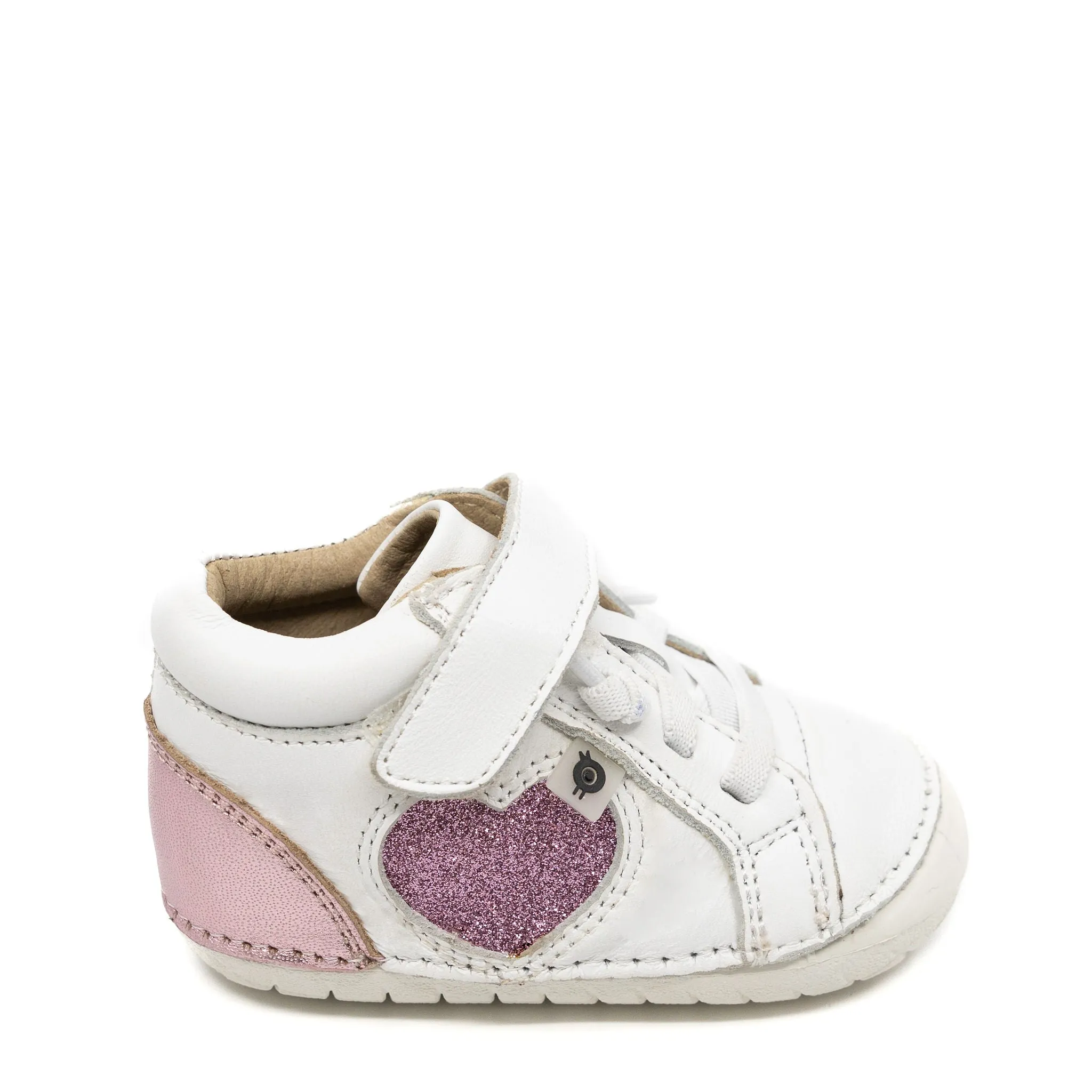 Old Soles White and Pink Heart Baby Sneaker