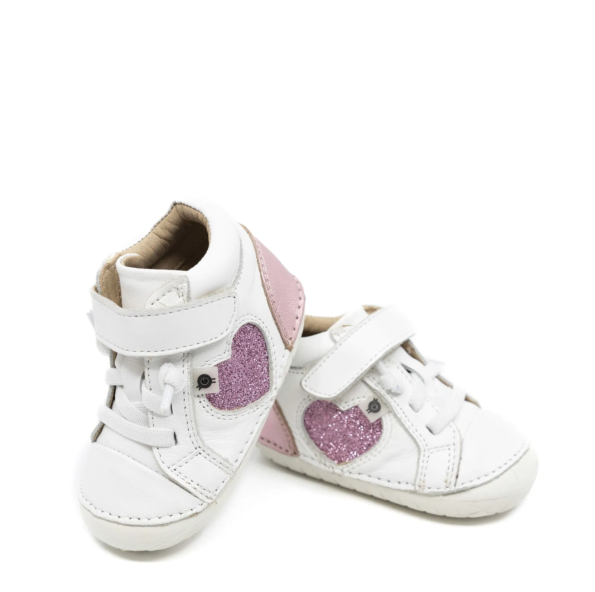 Old Soles White and Pink Heart Baby Sneaker