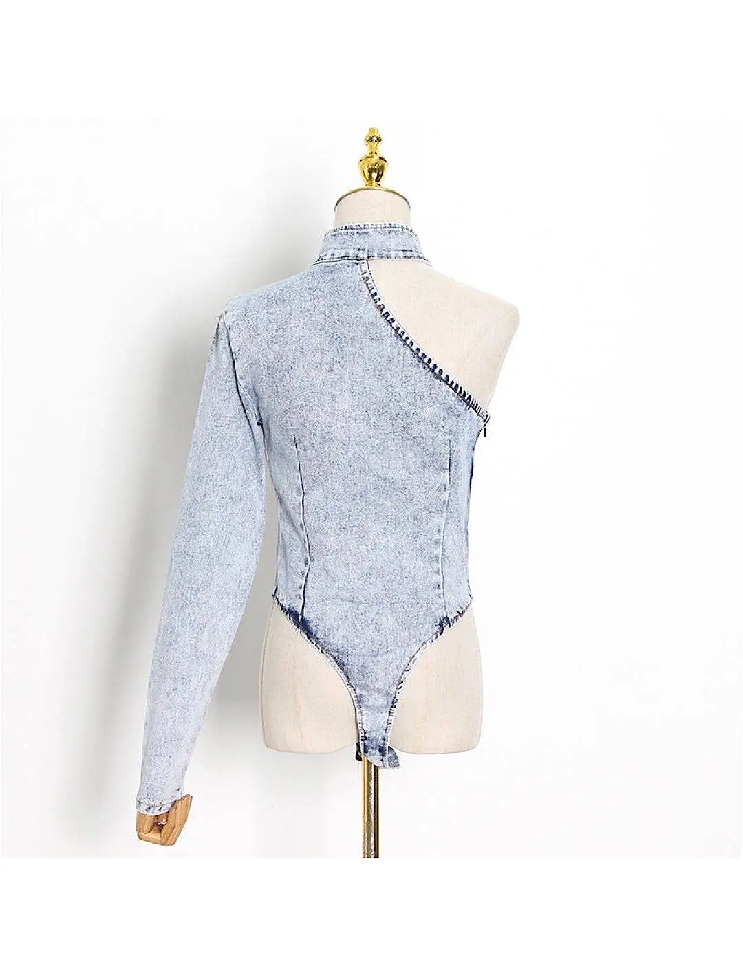 One Sleeve Denim Bodysuit