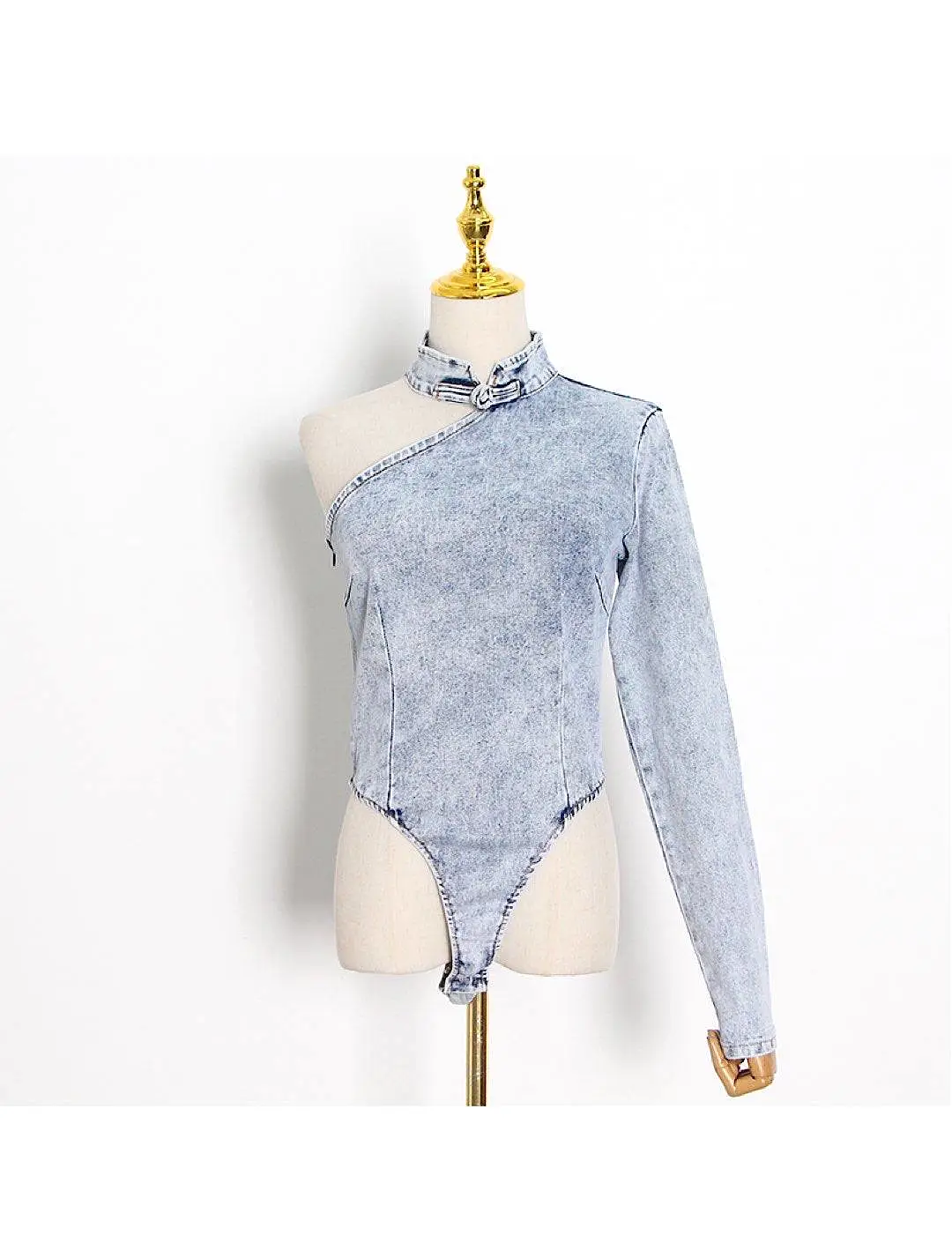 One Sleeve Denim Bodysuit