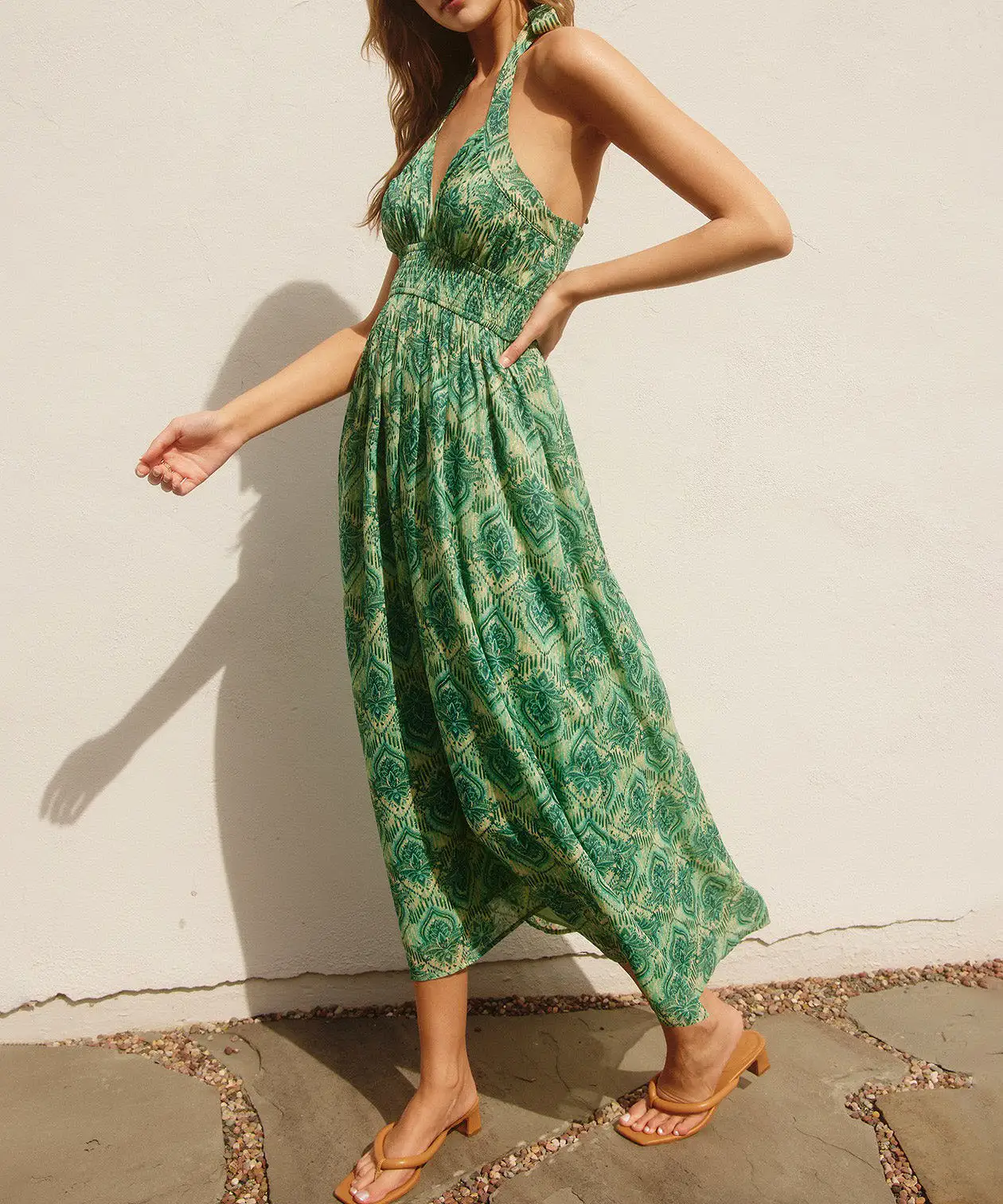 Paisley Print Keyhole Maxi Dress - Sea Jewel