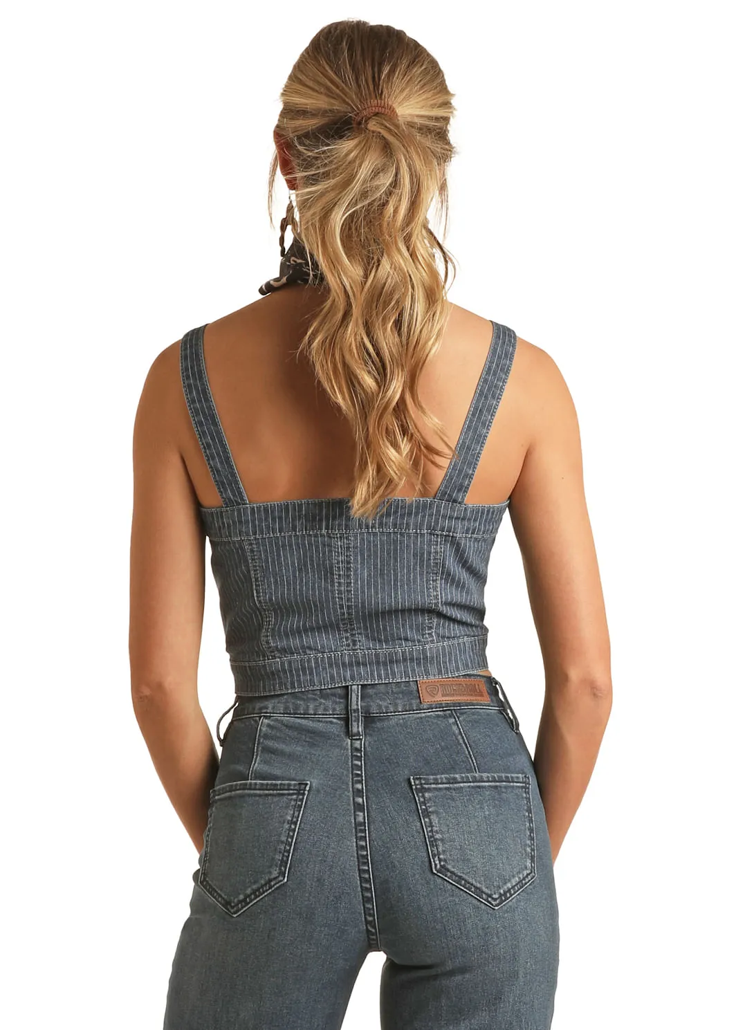 Panhandle Slim Womens Dark Wash Denim Sleeveless Corset