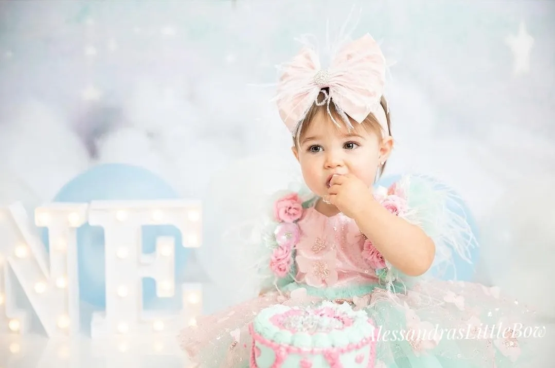 Pink and aqua beaded butterfly Couture Romper