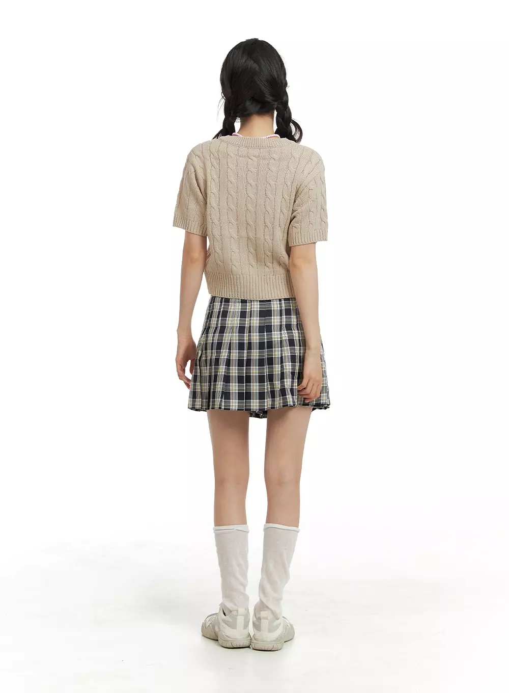 Pleated Check Mini Skirt OM420