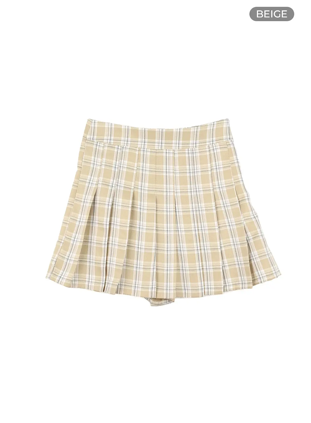 Pleated Check Mini Skirt OM420