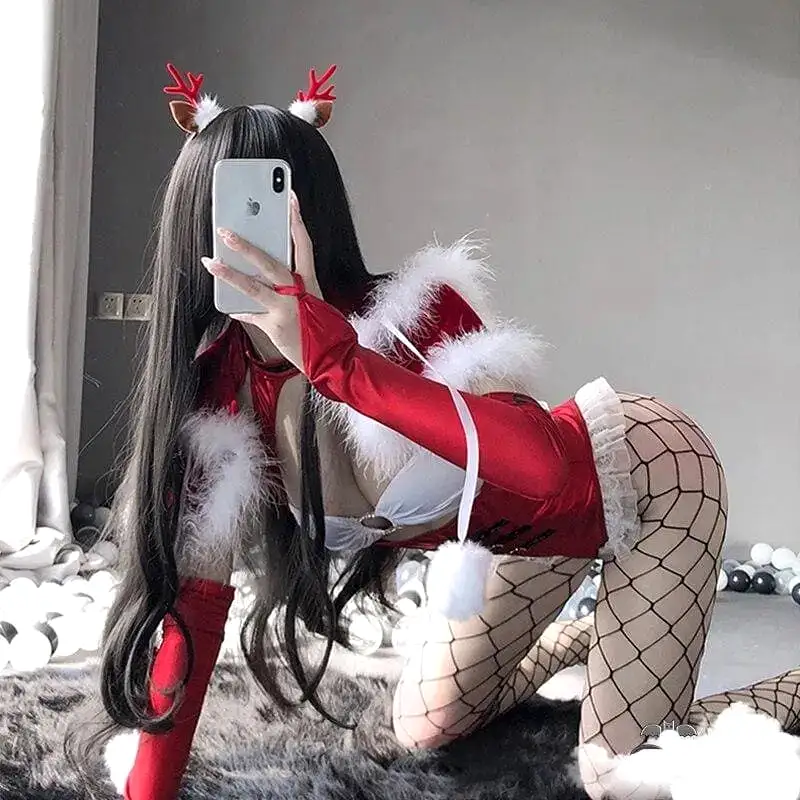 Red Christmas Princess Cosplay Costumes Sexy Bodysuit MM0569