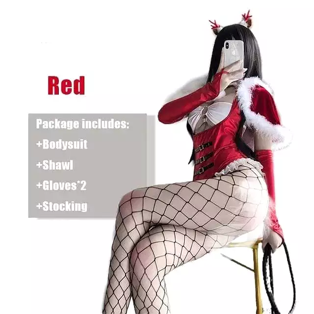 Red Christmas Princess Cosplay Costumes Sexy Bodysuit MM0569