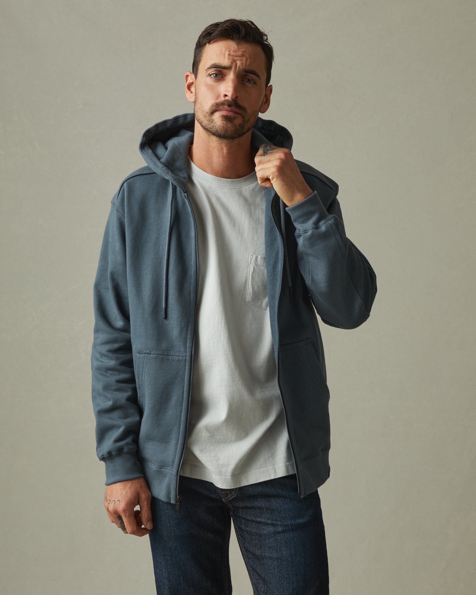 Relaxed Classic Full Zip - Vintage Indigo