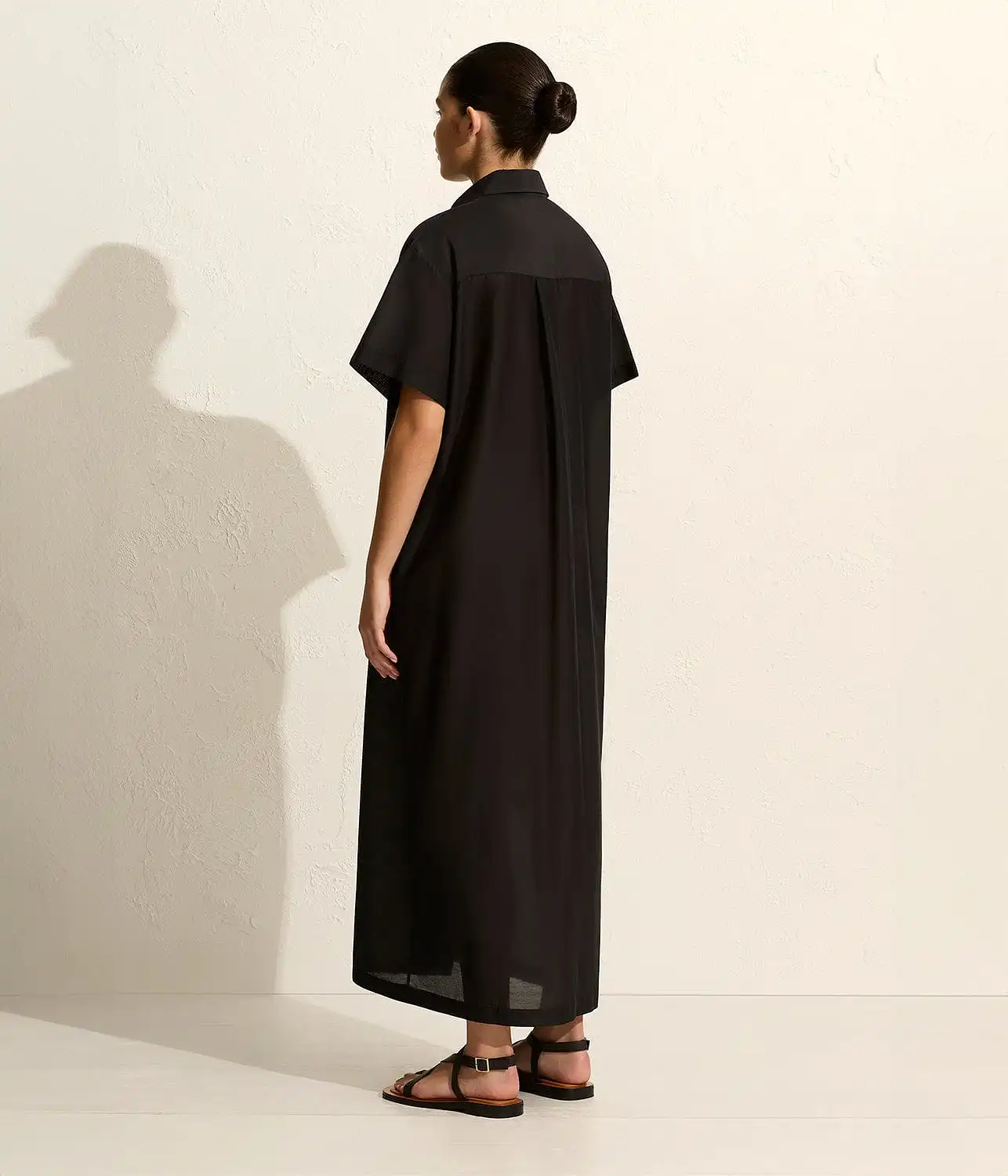 RELAXED SHIRT DRESS- BLACK