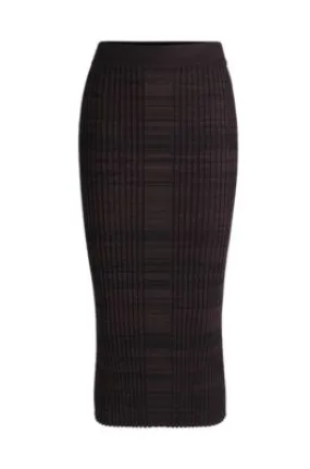 Ribbed-knit midi skirt in mouliné yarns