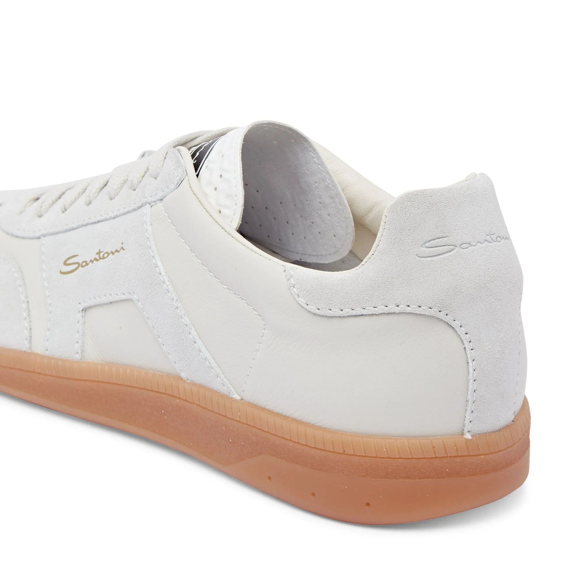 Santoni Low Top Court Trainer (Off Grey)