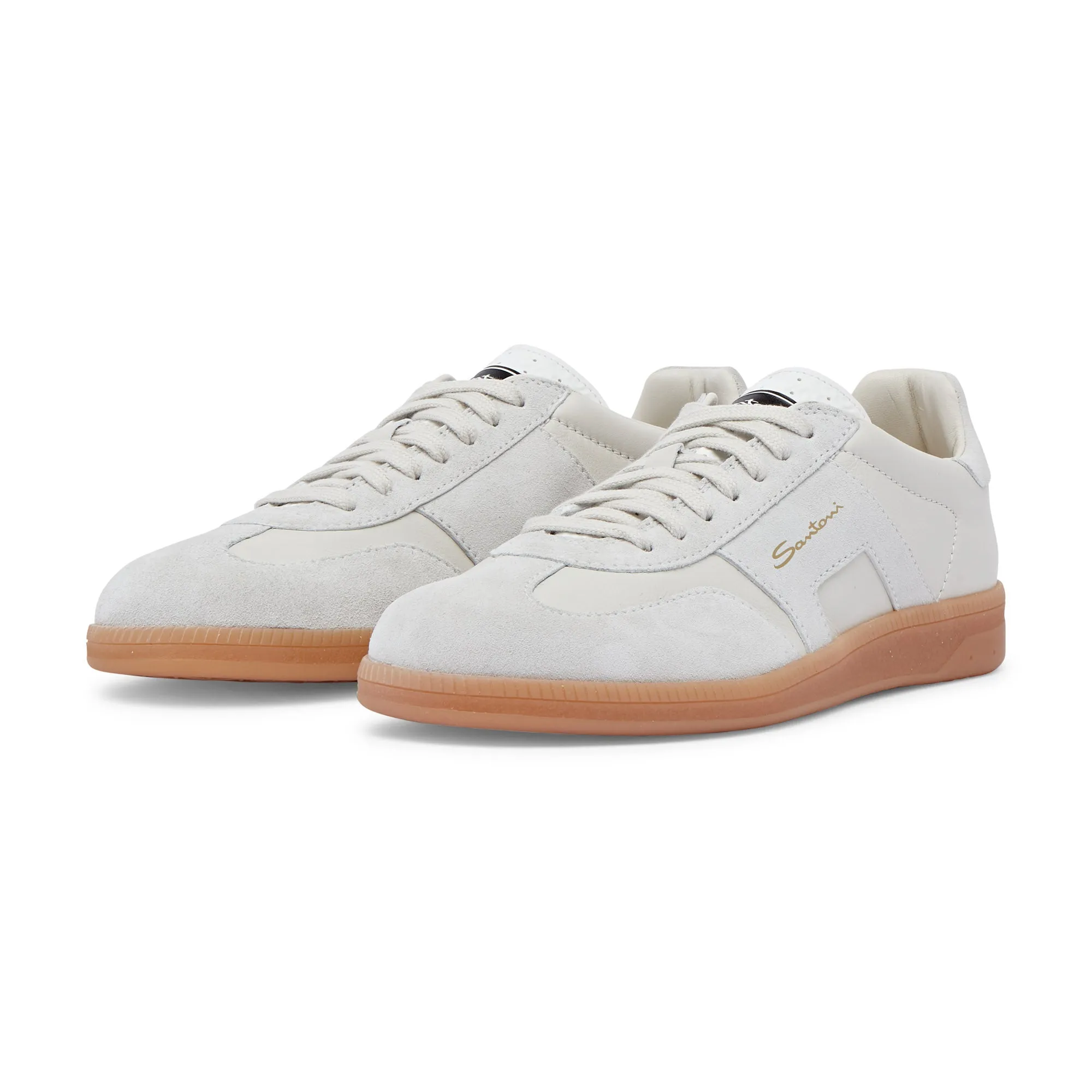 Santoni Low Top Court Trainer (Off Grey)