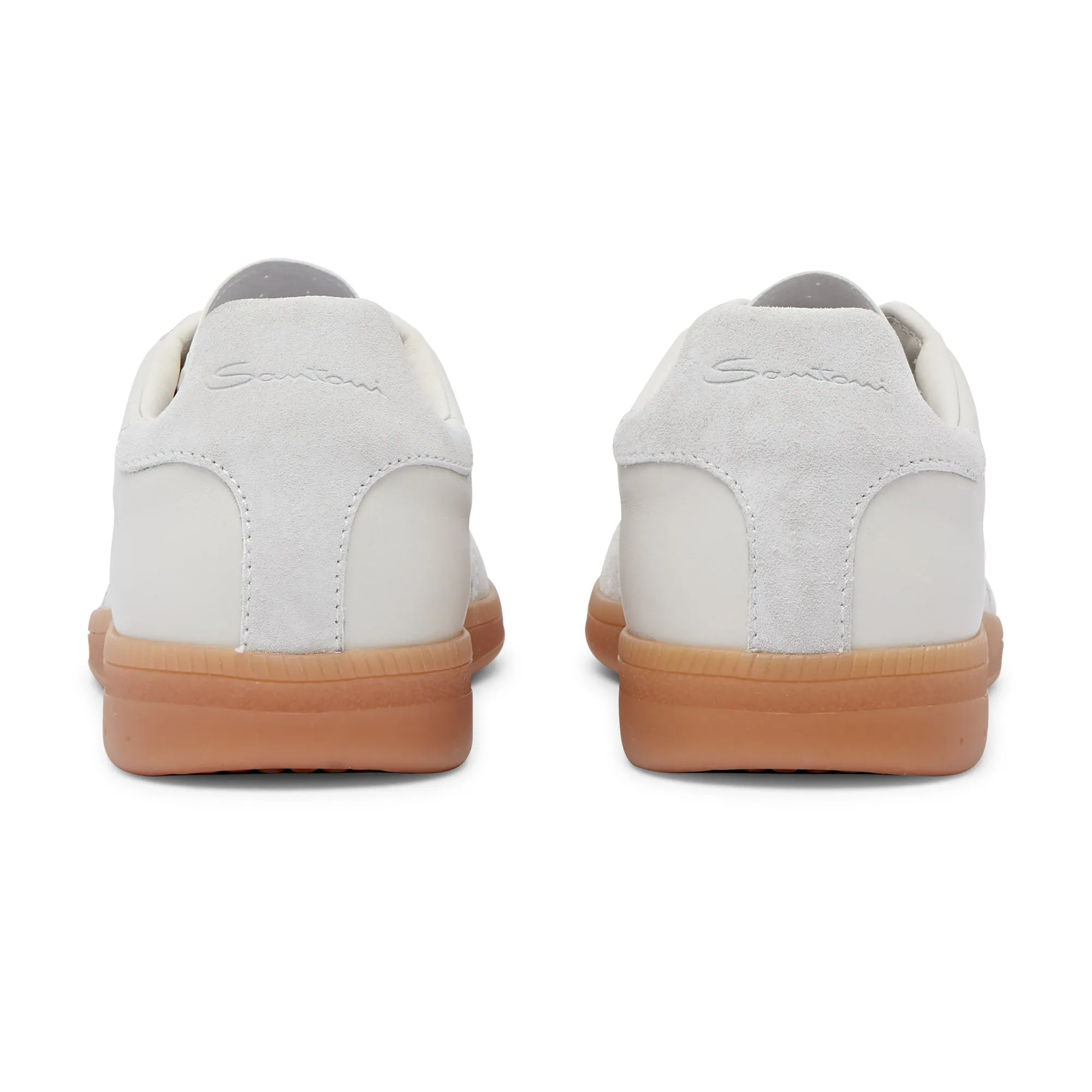 Santoni Low Top Court Trainer (Off Grey)